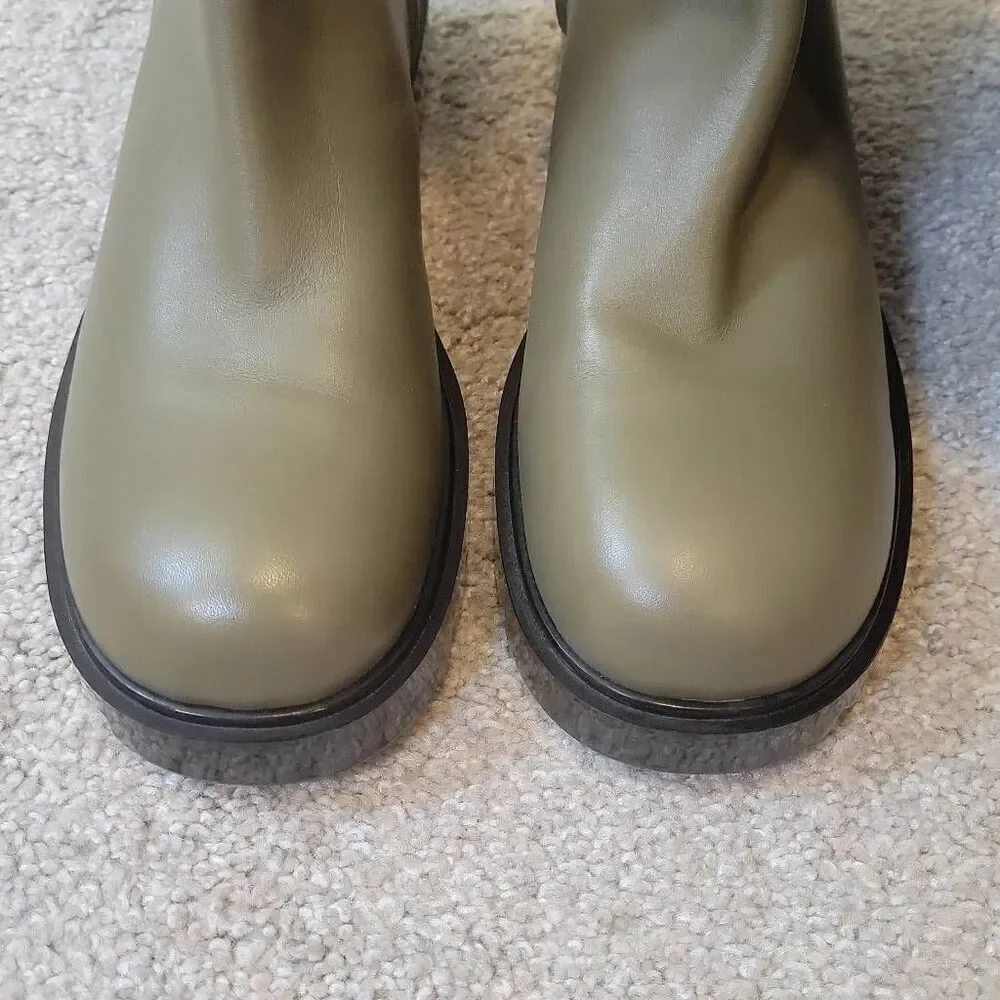 Marc Fisher LTD Phidias Lugsole Boots Olive Leather Size 8